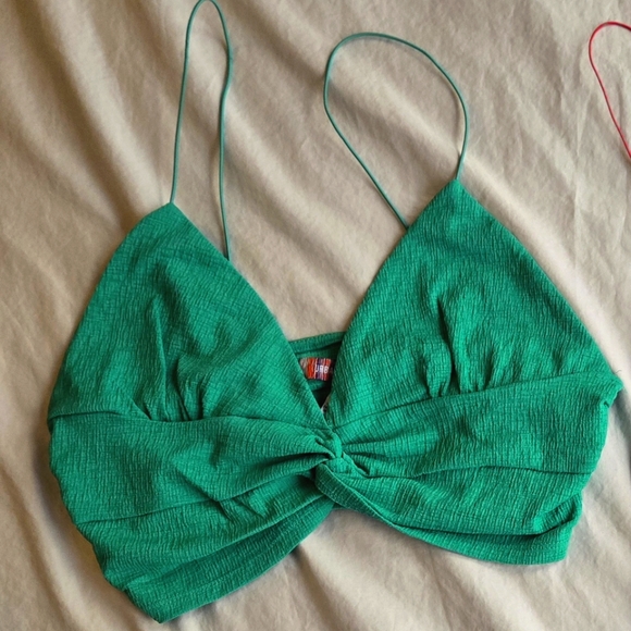 Urban Outfitters Tops - Urban Outfitters Green Twist Front  shirred crop top